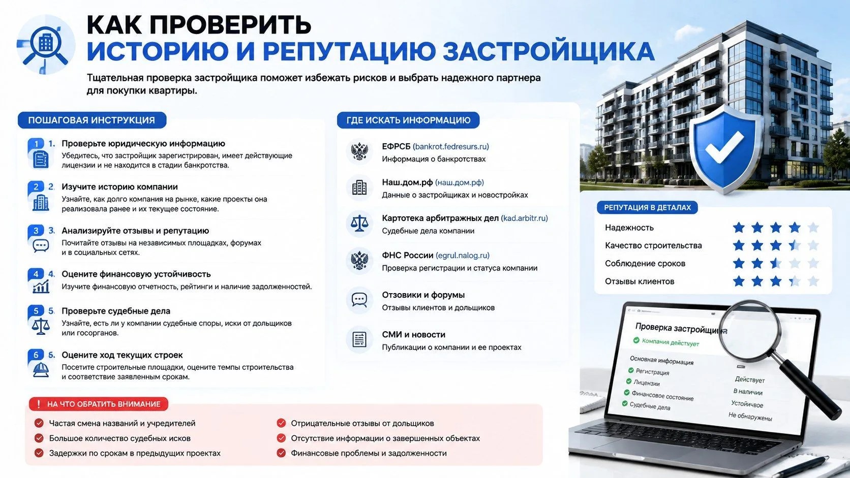 Проверка истории и репутации застройщика