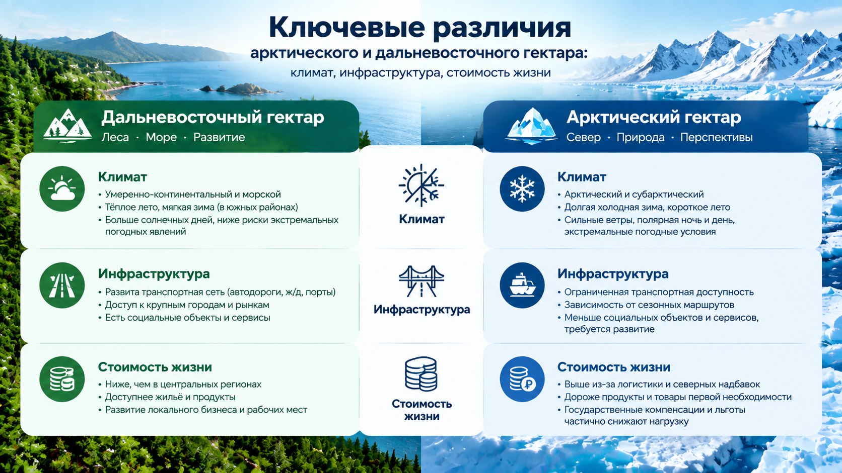 Ключевые различия: климат, инфраструктура, стоимость жизни