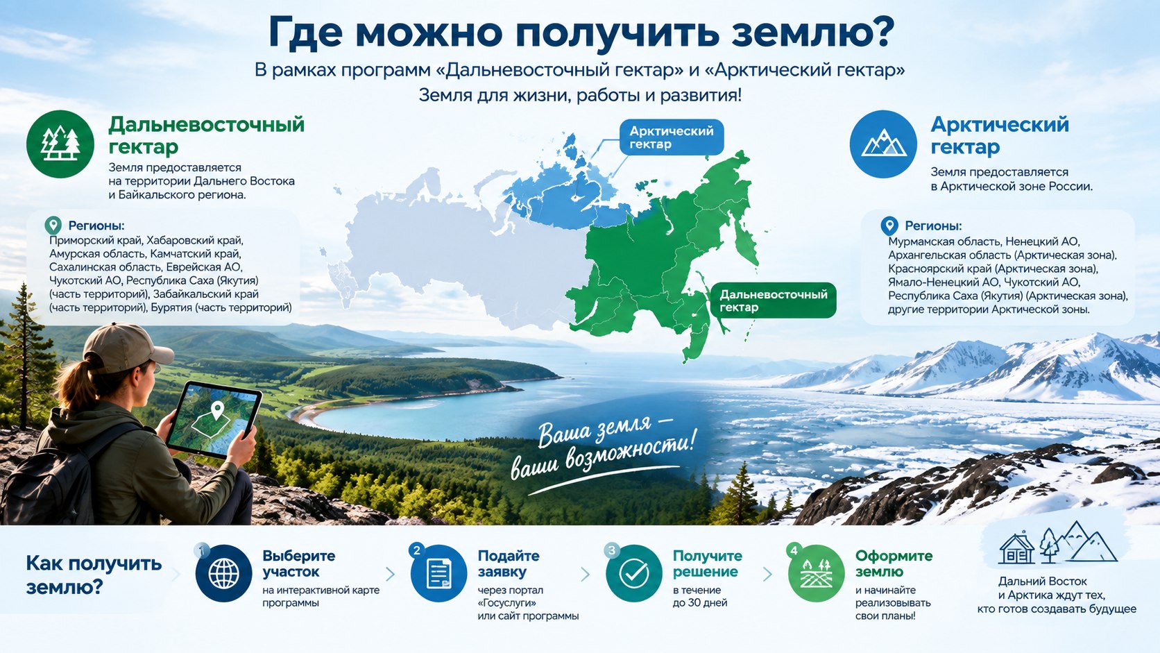 От Мурманска до Находки: где можно получить землю?