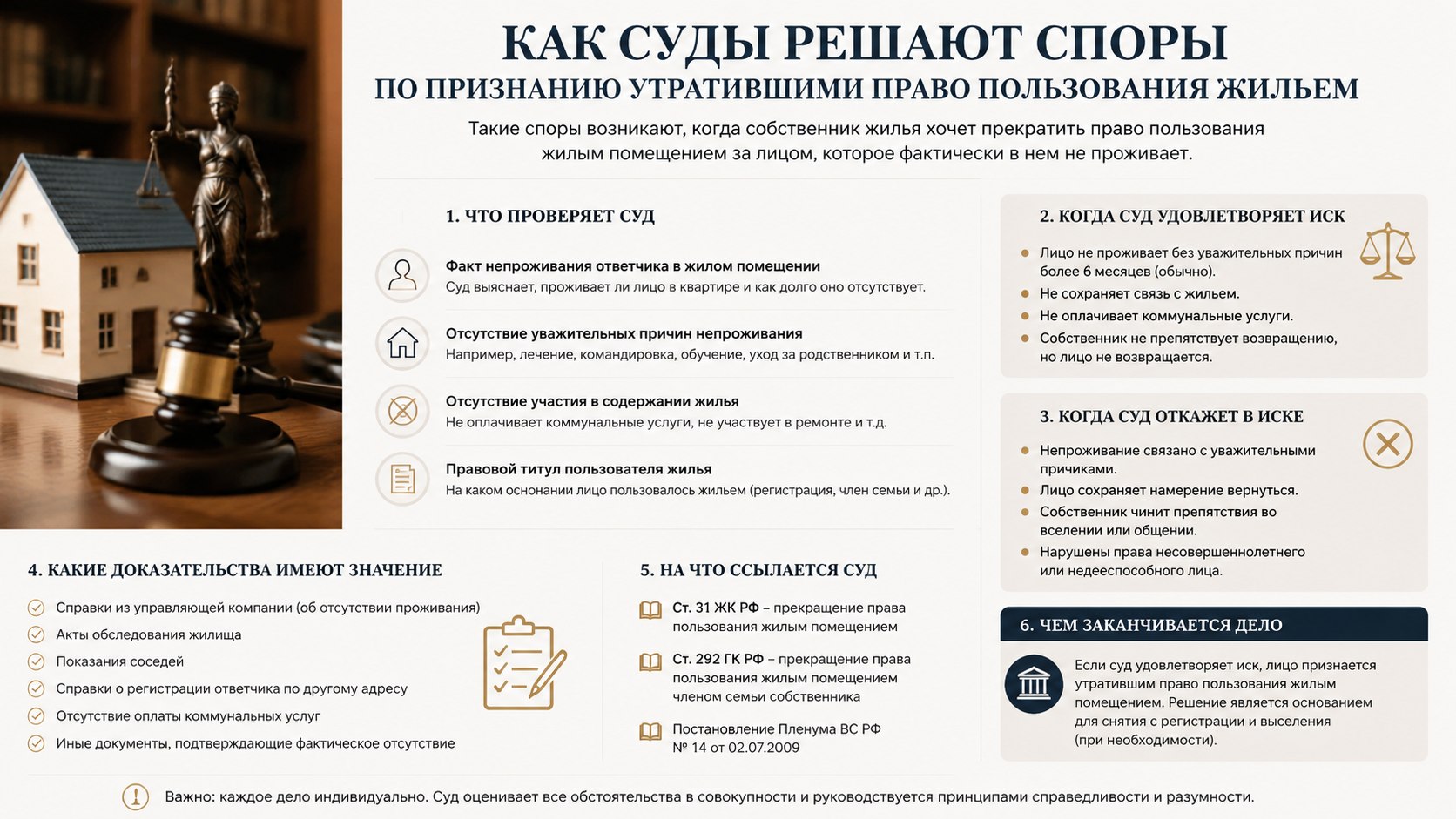 Как суды решают споры по признанию утратившими право пользования жильем 