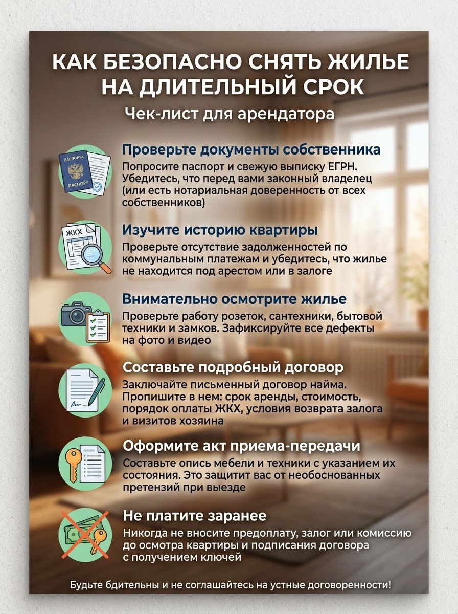 Как безопасно снять жилье на длительный срок
