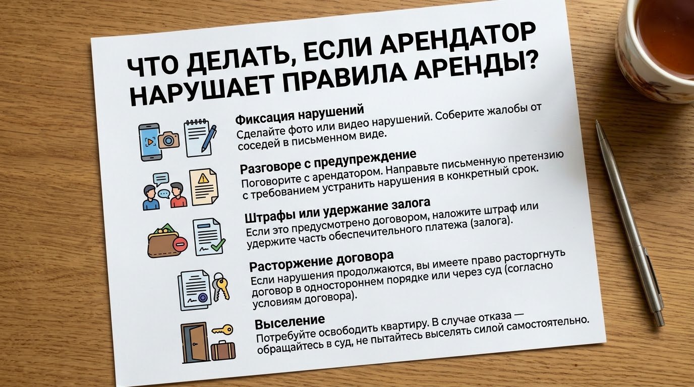 Что делать если арендатор нарушил правила аренды